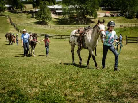 a person leading a horse