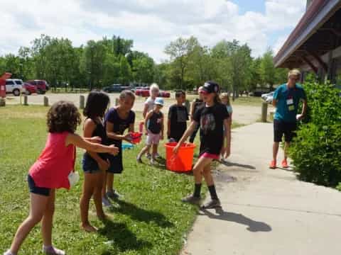 a group of people outside