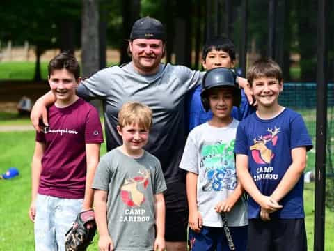 a man with a group of kids