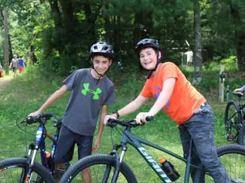 a couple of men on bicycles