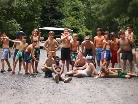 a group of people on a beach