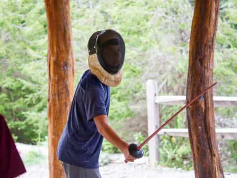 a man wearing a mask