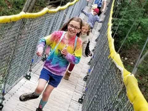 a person walking on a bridge