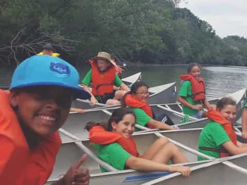 a group of people in a boat