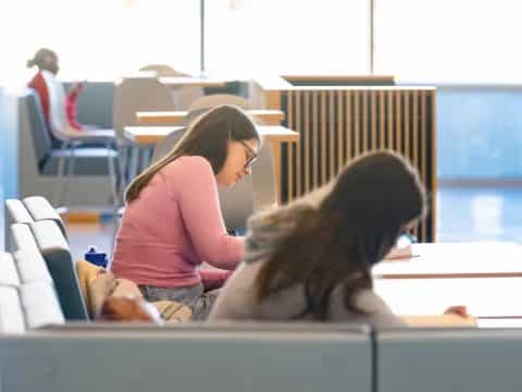 a few people sitting at a table