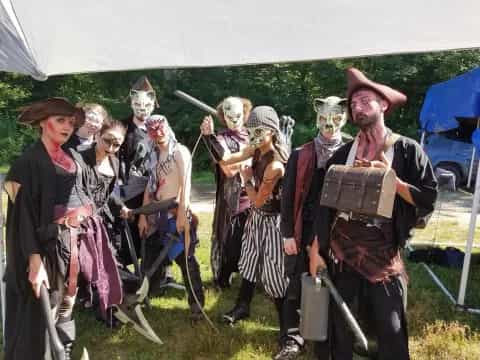 a group of people in clothing