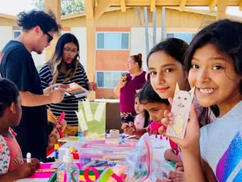a group of people at a table