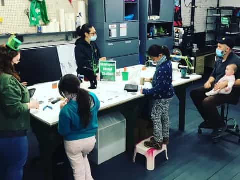 a group of people in a room