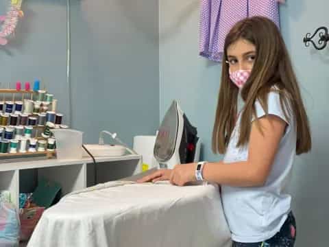 a woman in a white shirt