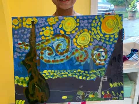 a child wearing a colorful shirt