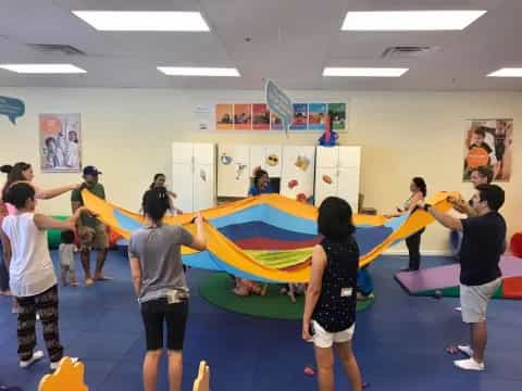 a group of people playing a game