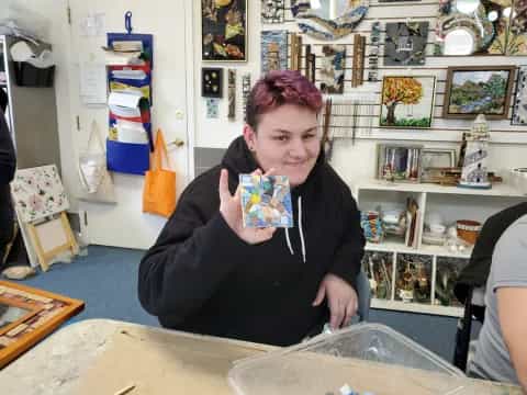 a person sitting at a table