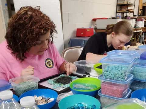 a couple of girls preparing food