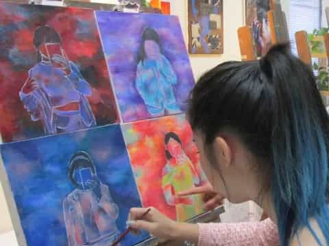 a girl playing a video game