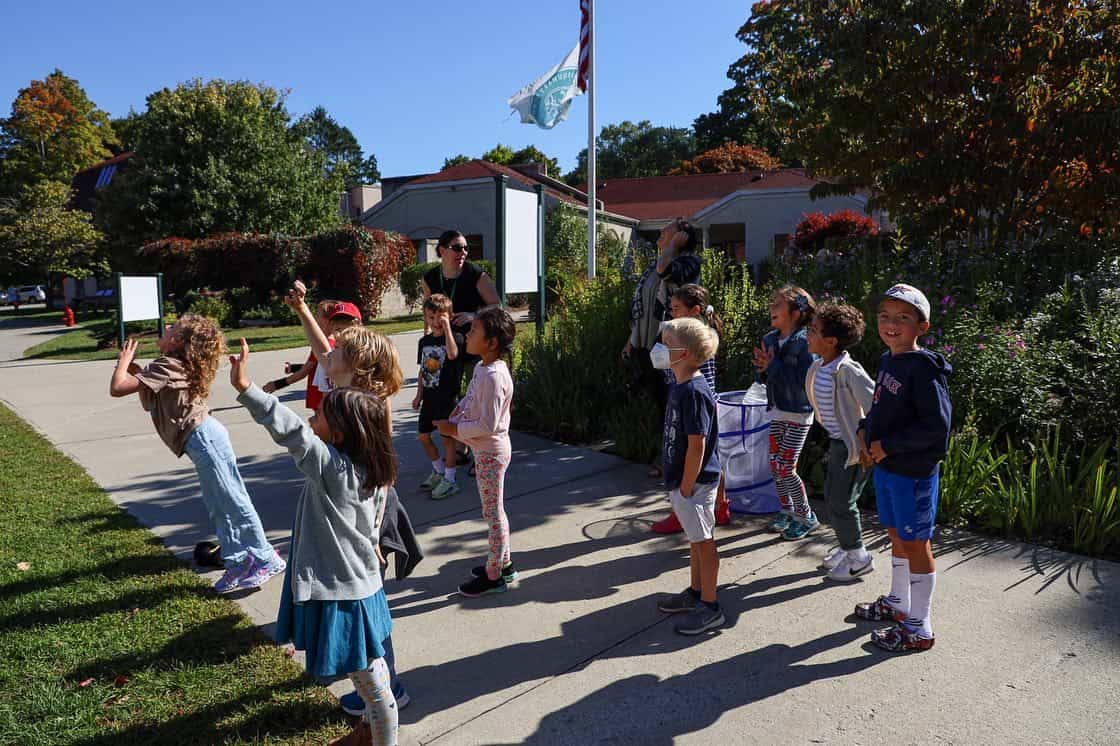 a group of children playing outside