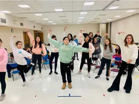 a group of people dancing