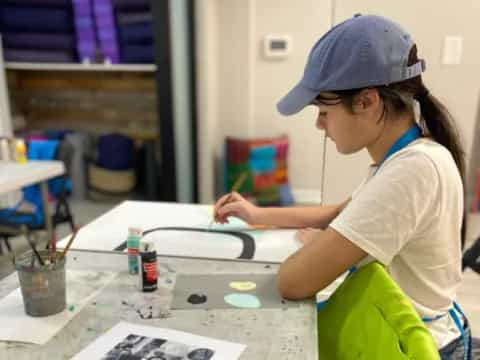 a person painting on a table