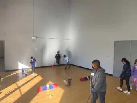 a group of people playing a game