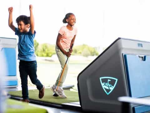 a man and a boy running