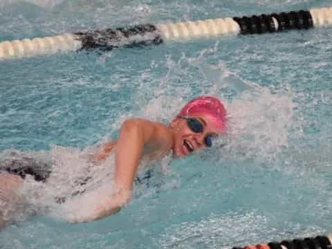 a person swimming in a pool