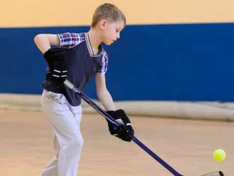 a boy playing hockey