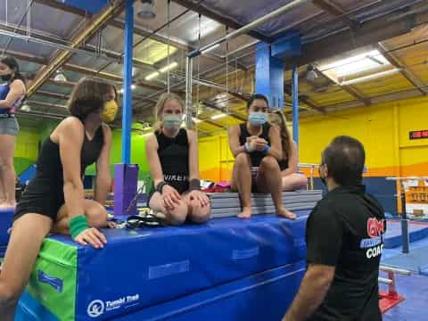 a group of people in a pool