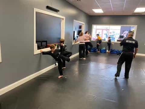 a group of people in a room