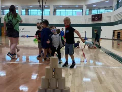 a group of kids playing a game