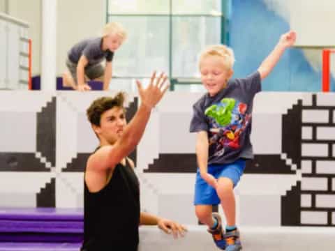 a group of people jumping