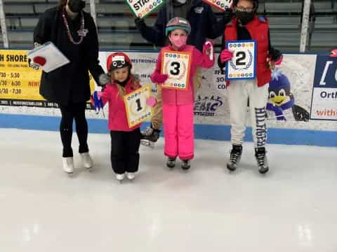 a group of people on ice
