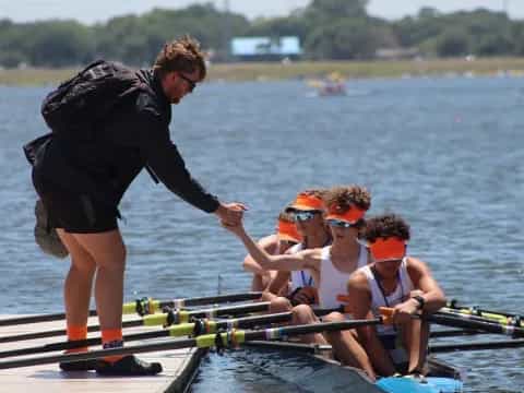 a person rowing a boat