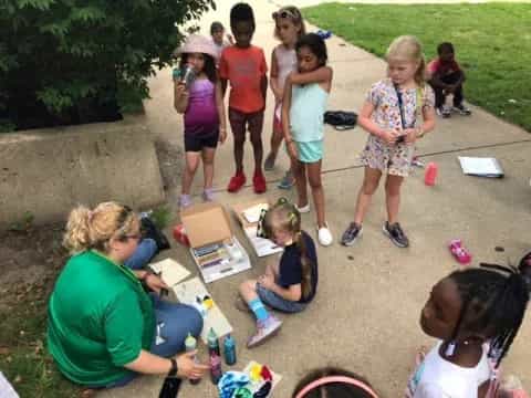 a group of people outside