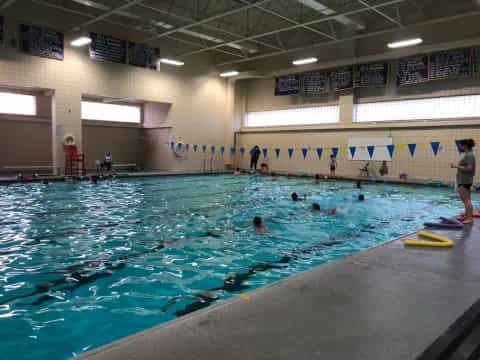 a large indoor swimming pool