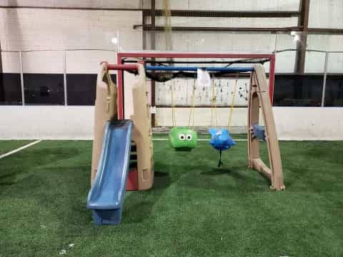 a play set in a yard