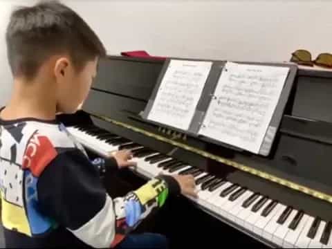 a child playing a piano