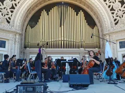 a group of people playing instruments