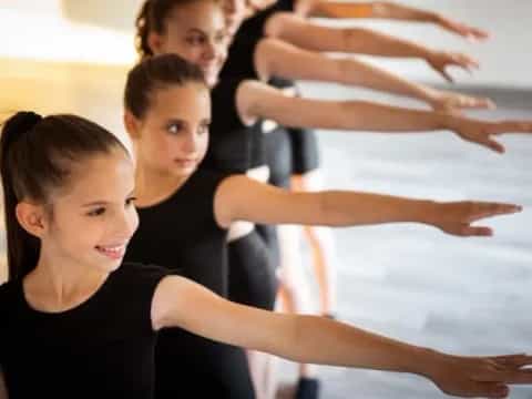 a group of people exercising