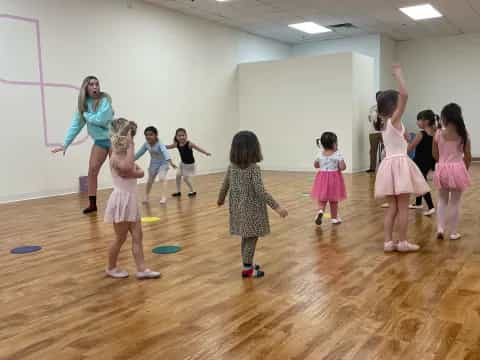 a group of children dancing