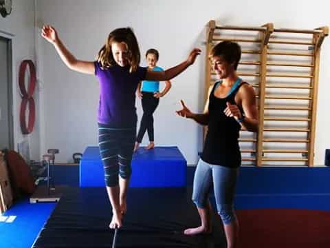 a group of girls exercising