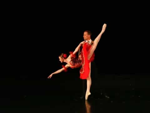 a man and woman dancing