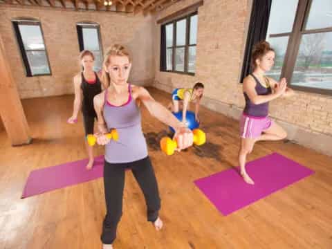 a group of women exercising