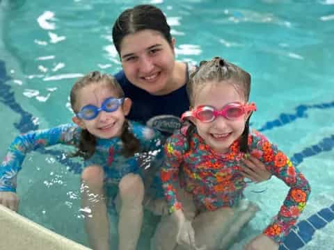 a group of people in a pool