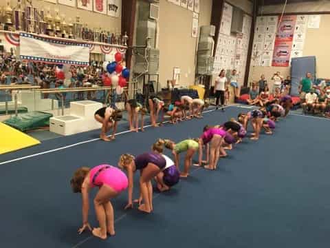 a group of people exercising