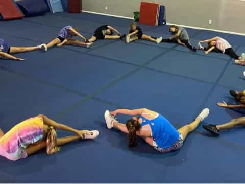 a group of people exercising