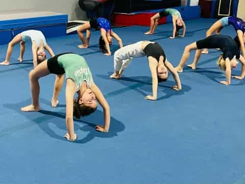 a group of people doing yoga