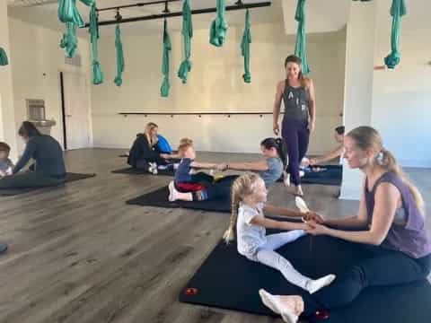 a group of people exercising