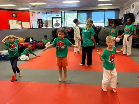 a group of children in a gym