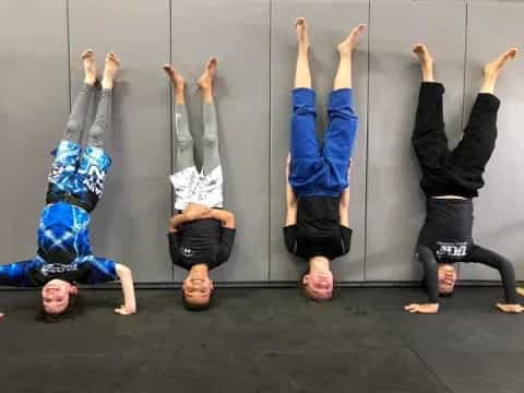 a group of people doing yoga