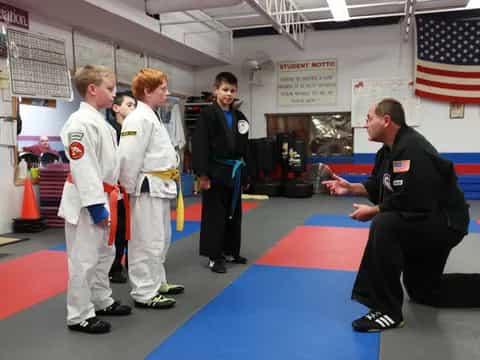 a group of people in a room