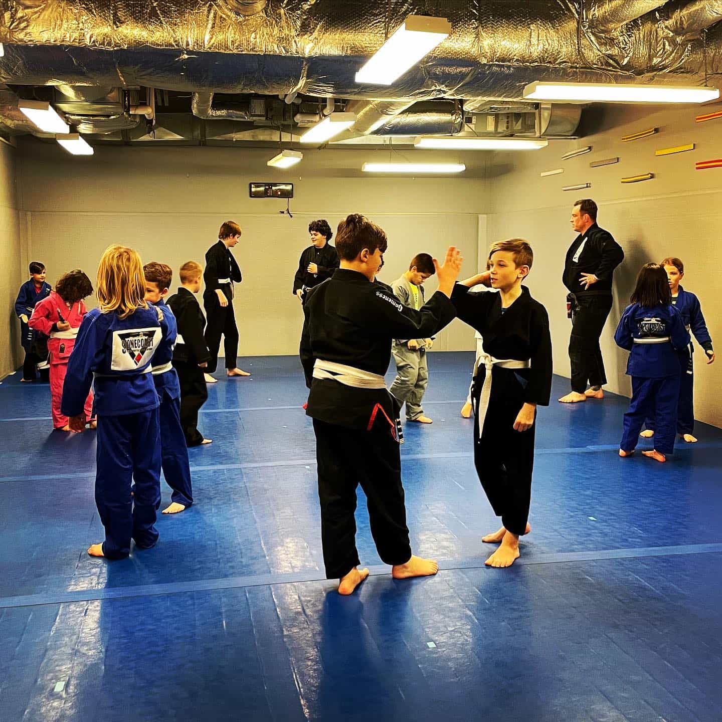 a group of people in a room